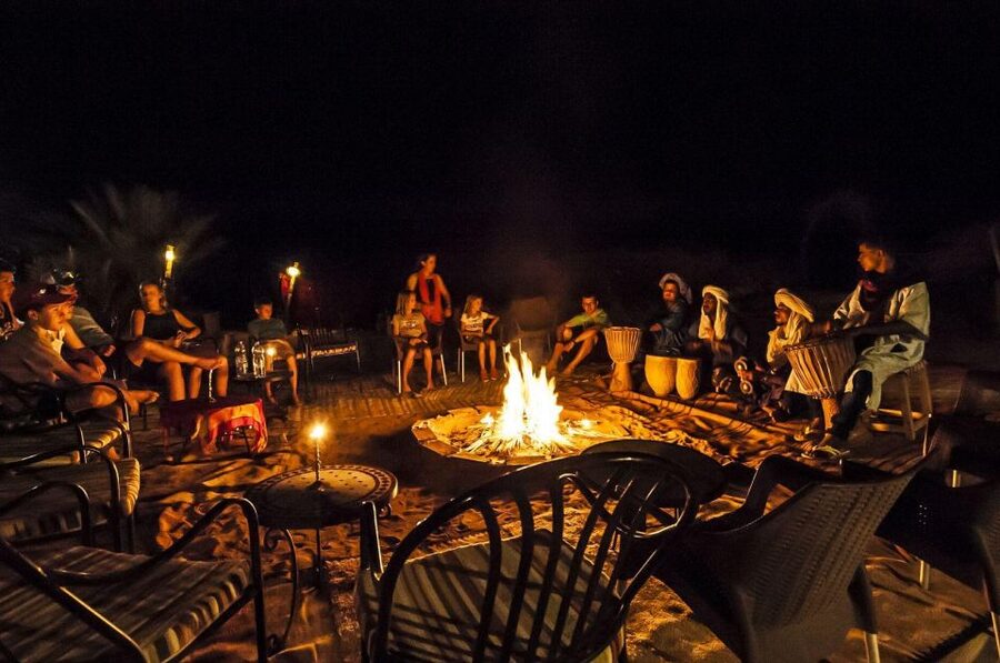 Agafay Desert Sunset Dinner & Berber Campfire (Vegan option) - Berber music around the fire