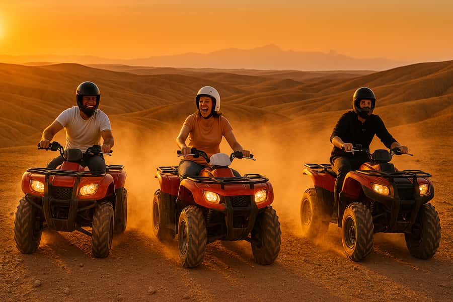 Agafay tour Quade Bike, Sunset and Romantic Dinner Show - Sunset from a panoramic desert stop