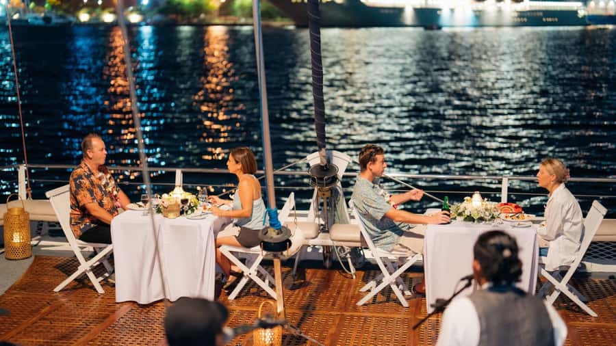 Bali/Benoa: 5-Course Romantic Evening Cruise With Live Music - A small catamaran, not a crowded party boat