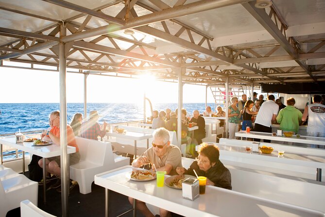 Cabo Sunset Dinner Cruise: Fajitas, Lands End and Party - Two decks, two very different moods