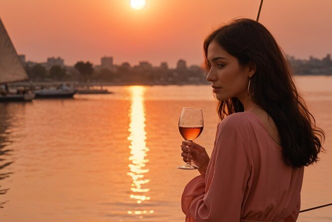 Cairo/Giza: Sunset Dinner Cruise on the Nile River Tour with Show - A sunset view of Cairo from the Nile