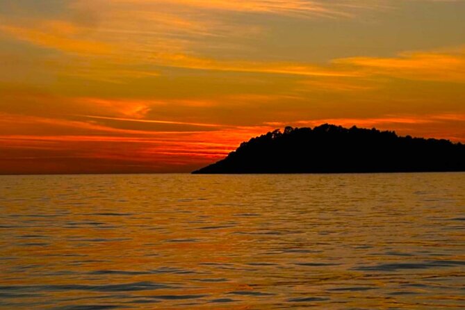 Cavtat Sunset Escape Romantic Cruise and Free Flowing Drinks - Bobara Island frames the end of the route