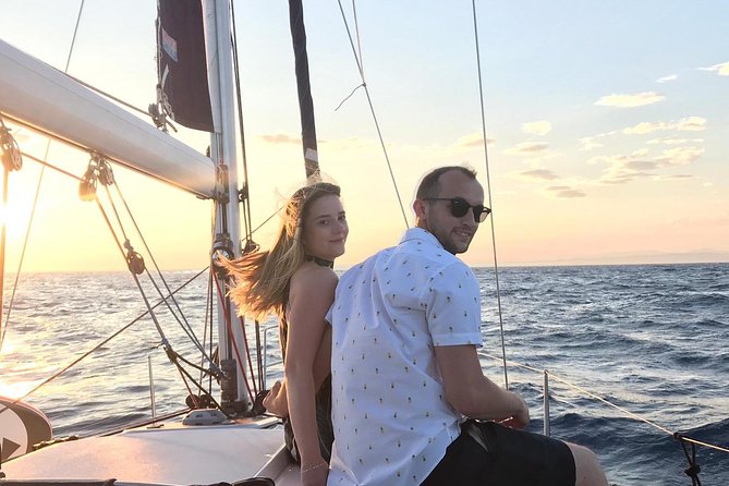 Experience Romantic Sunset Sailing on a modern 36ft (11m) sail yacht | Hvar - Passing the Pakleni Islands at sunset