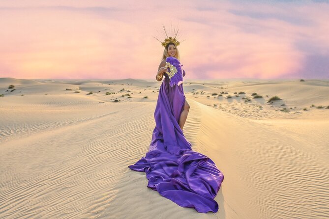 Flying Dress Photoshoot Dubai Solo, Couple and Group 3Hours - Choosing between desert sand and Palm Jumeirah