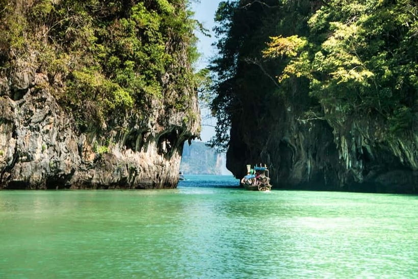 From Ao Nang Hong Island Longtail Cruise with Sunset Dinner - Entering Secret Hong Lagoon