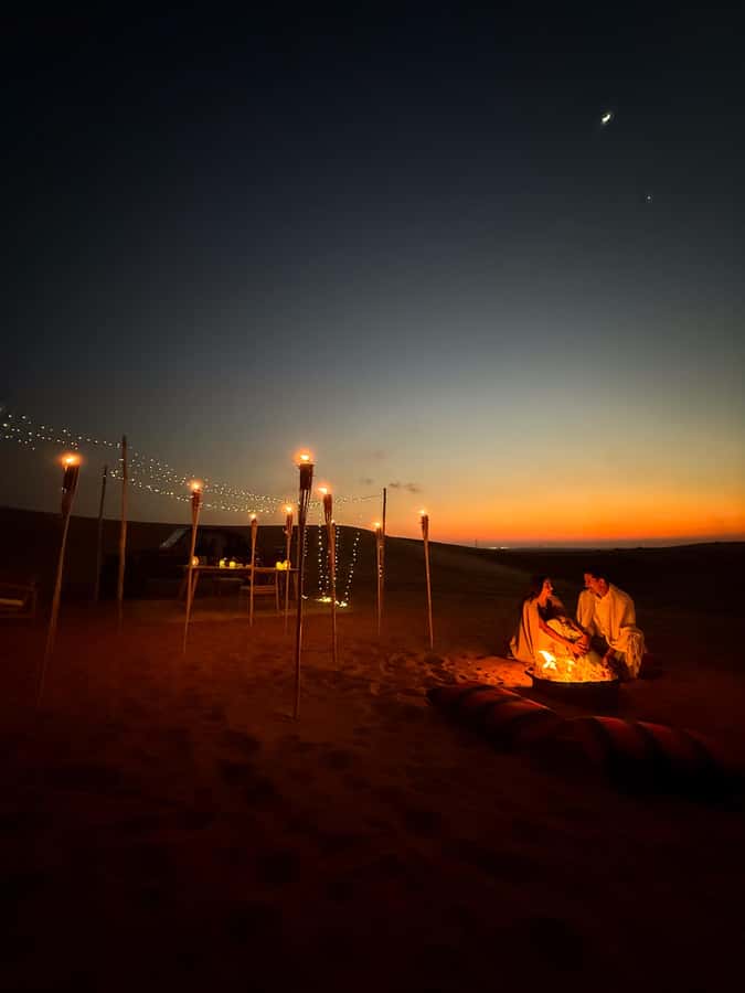 From Dubai: Private Dinner in the Dunes in Mleiha - Fossil Rock, Camel Rock, and the Mleiha desert