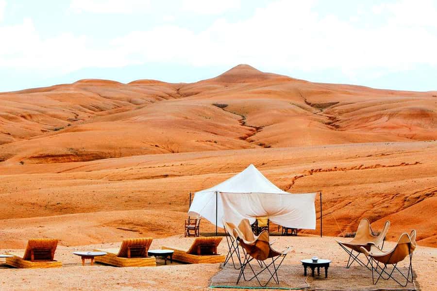 From Marrakech : Agafay Desert Sunset Dinner with Camel Ride - Mint tea while the sun drops