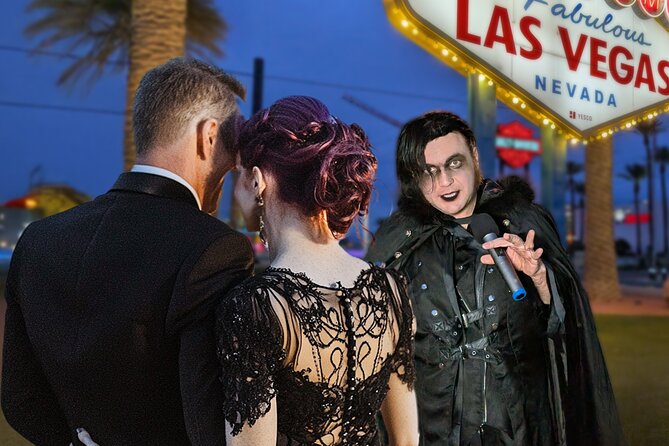 Goth Wedding or Vow Renewal at Vegas Sign with Props and Photos - Recording the Ceremony With a Phone Stand