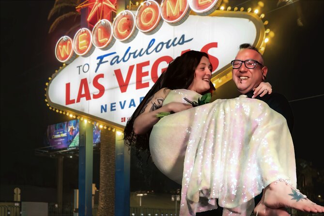 Goth Wedding or Vow Renewal at Vegas Sign with Props and Photos - What the $144.50 Price Covers