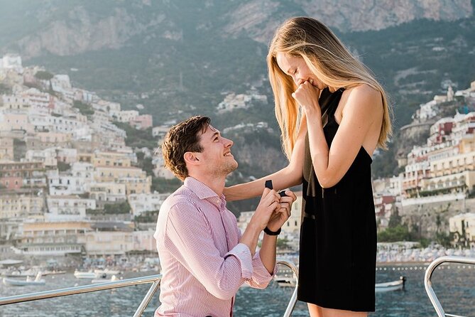 He said yes! Marriage Proposal at Sunset - The Positano coastline from the water