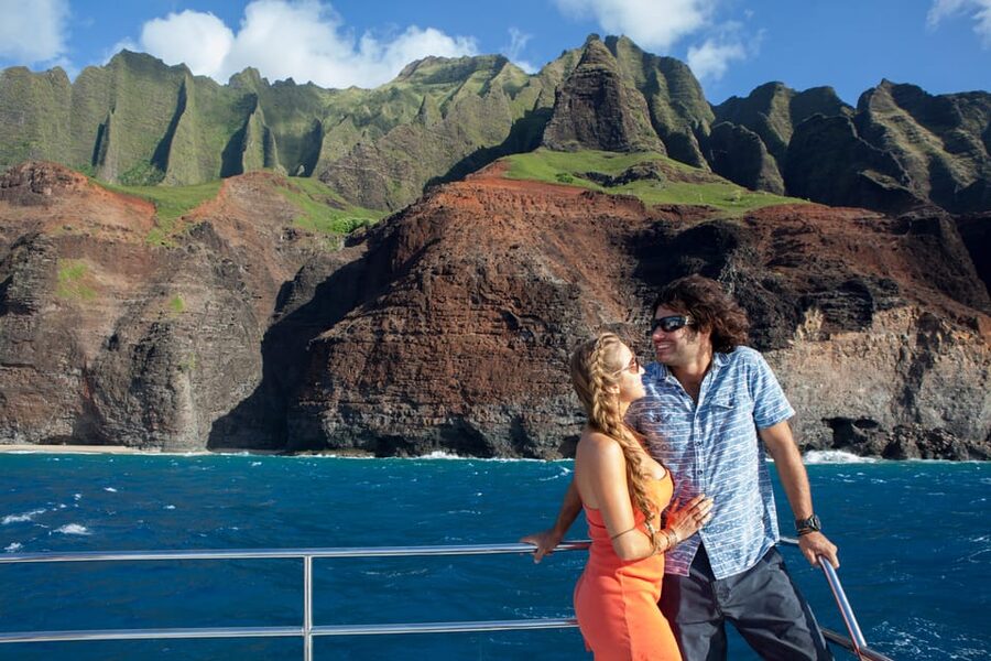 Kauai: Napali Sunset Dinner Cruise - Setting out from Eleele on a Kauai-built catamaran