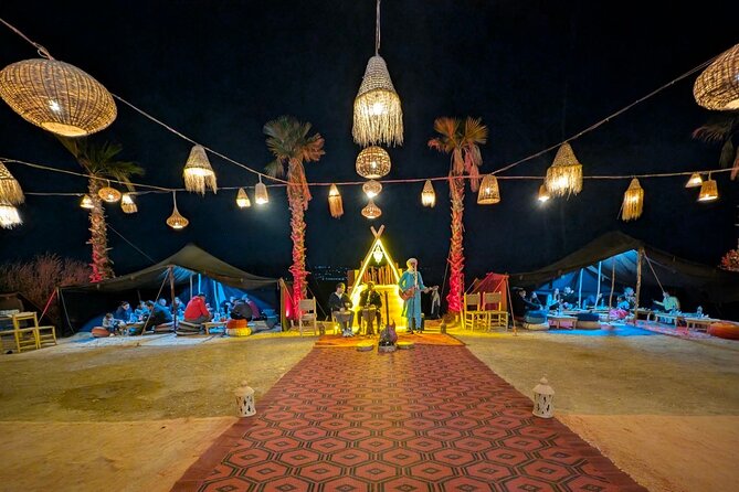Marrakech Agafay Desert Sunset dinner & show Fire & Berber music - The argan oil cooperative and Moroccan tea