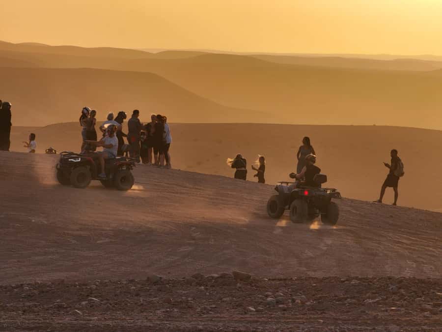 Marrakech Desert Sunset: Quad Biking, Dinner & Fire Show - Moroccan food, tea, and a relaxed dinner