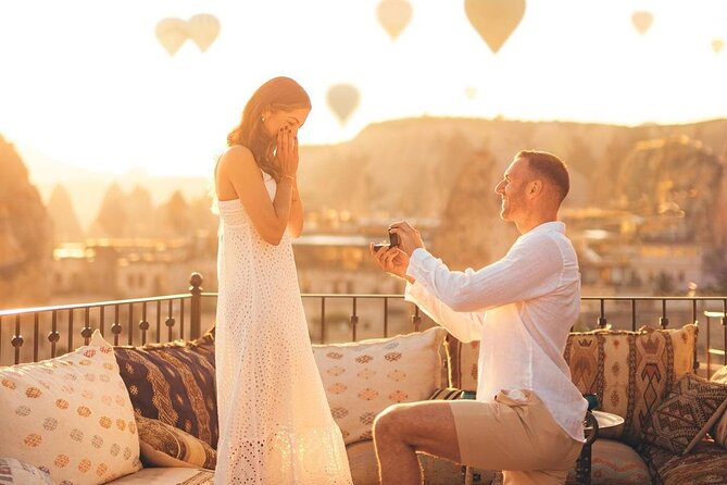 Marriage Proposal and Photoshoot in Cappadocia with Balloon view - A proposal framed by Cappadocia’s fairy chimneys
