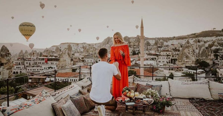 Marriage Proposal Surprise & Engagement in Cappadocia - A private setup in Rose Valley and Love Valley
