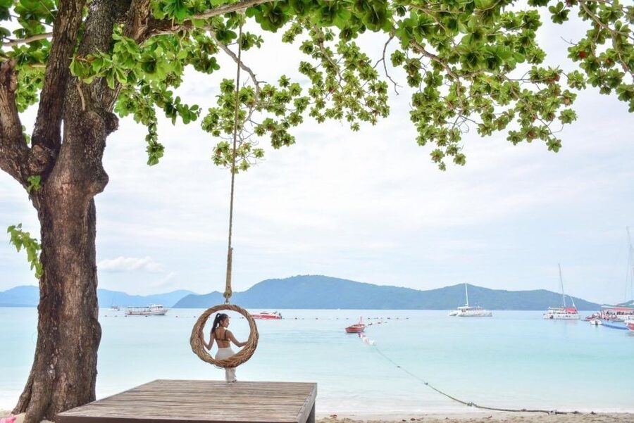 Phuket: Coral Island & Sunset Dinner by Sailing Catamaran - Dinner at sea near Promthep Cape