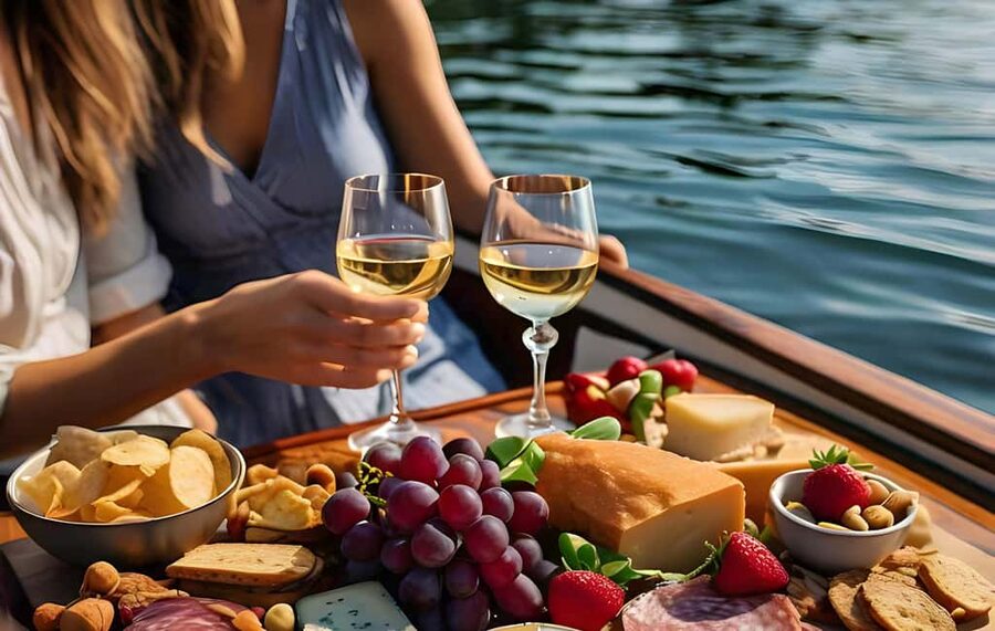Romantic Boat Cruise with Wine & Cheese or Surprise Dinner - A quiet electric cruise through Marina del Rey