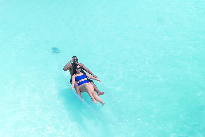 Romantic Clear Kayak Drone Photoshoot for Couples Turks & Caicos - A clear kayak made for photographs, not paddling