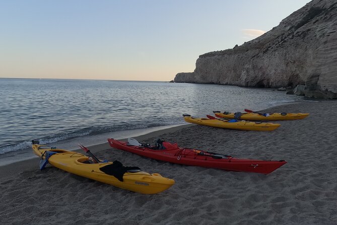 Romantic Sunset Kayaking Tour in Papafragas Cave, Milos - How weather can change the evening