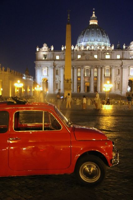 Rome: Romantic Night Tour by Classic Fiat 500 - The Spanish Steps viewpoint and Keats connections