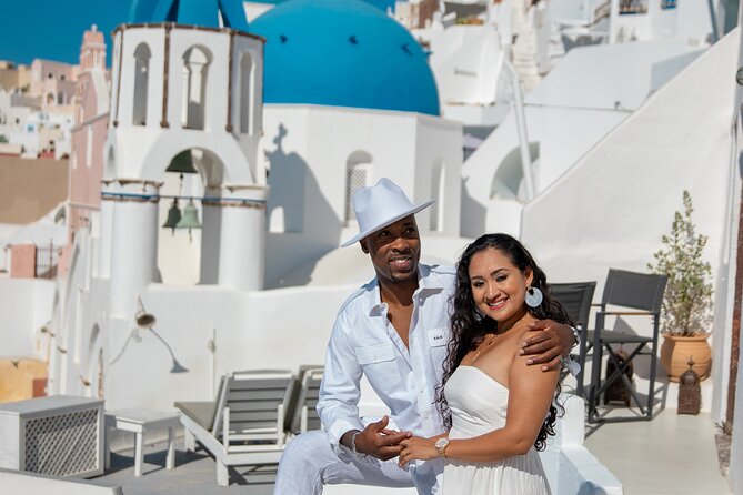 Santorini couple photoshoot with 50 edited photos! - Stop two: caldera views and Santorini’s rooftops