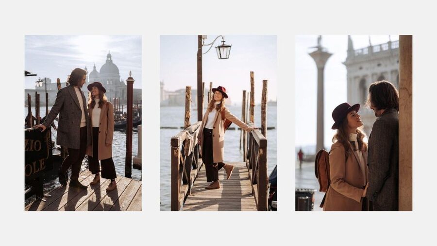 Venice: Elegant couple photos on your vacation - From formal portraits to candid moments